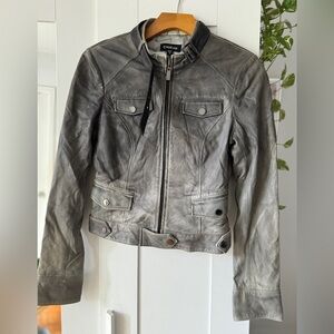 Pre loved Bebe ombré grey leather Jacket🩶